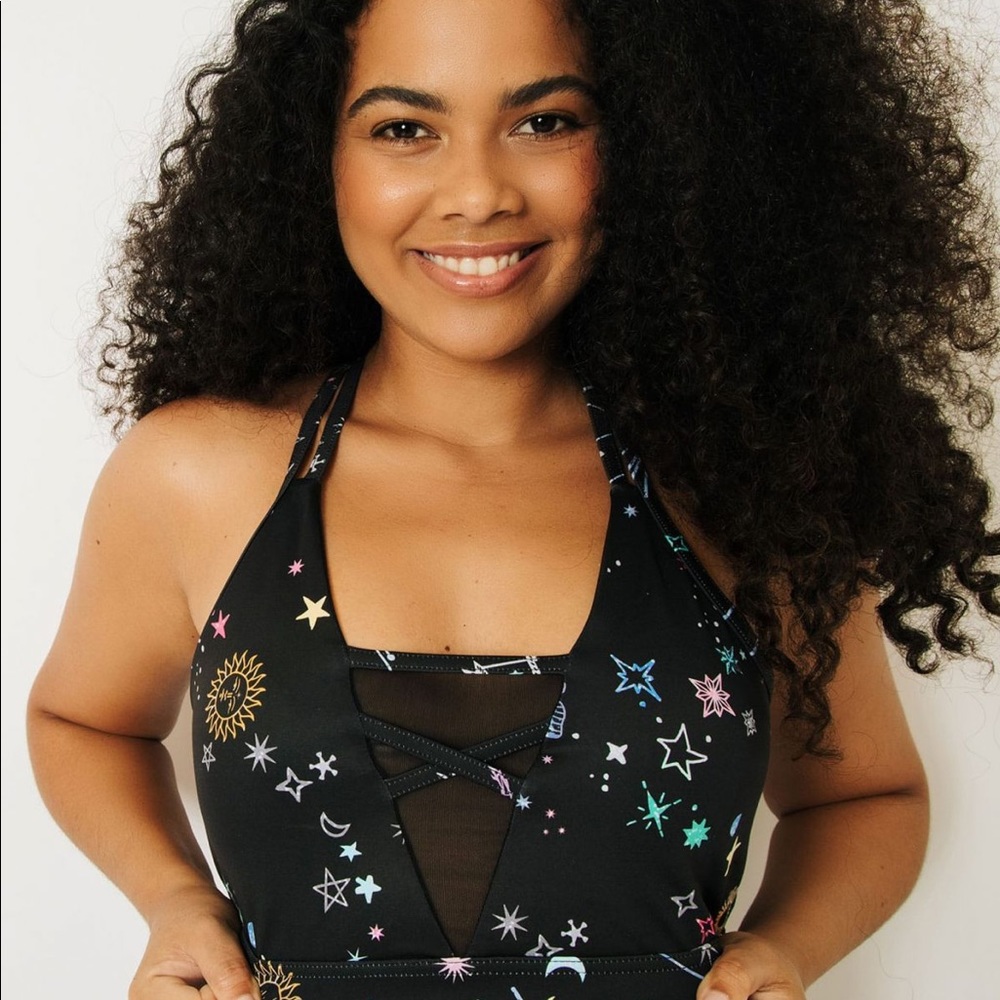 BlackMilk Celestial Sketch Sheer V Crop - Limited - L to XL